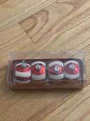 Christmas Napkin Rings Tree Ornament Napkin Holders Glass Candy cane Red Lot 4
