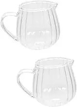 2pcs Glass Pitcher 155ml Mini Pitcher for Espresso Milk Dispenser Glass for Easy Pouring