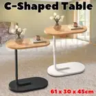 C Shaped End Table,Snack Side Table Slide Under Couch Sofa,Small End Table Oval~