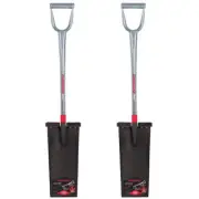 2 Pack Razor Back 2451700 Steel D Handle Spade Shovel-15” Straight Blade & 4 Pad