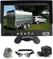 Elinz Reverse Camera Kit for Caravan and Car 7 inch Monitor HD 2AV inputs Reversing Rearview 120º View CCD Night Vision IP67 2 Cam 4PIN System with Trailer Cable Premium Package 12V/24V, 2 Yr Warranty