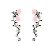 4Pair Elegant Pink Flower Womens Cuff Earring Silver Gold Color Piercing Clip Earrings