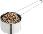 1 Cup Stainless Steel Measuring Cup, Long 6" Wire Loop Handle and Pour Spout | Sturdy Metal 250 ml | 240 cc | 8 oz | Single Cup for Wet and Dry Ingredients | Great for use as 1 Cup Dog Food Scoop