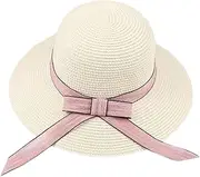 [XYX] Little Girl Kids Foldable UV Protection Bowknot Wide Brim Floppy Beach Sun Visor Hats Breathable Summer Straw Hat