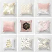 Warm Cushion Cover Geometric Pillow Cases Gold Shining Peach Skin Cashmere