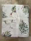 Pottery Barn ~MISTLETOE~ QUEEN SHEET SET ~CHRISTMAS KISS~ Winter NATURE BOWS
