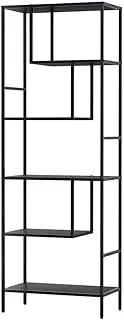 Artiss Bookshelf, 5 Tiers Book Shelf Corner Wall Shelves Display Bookcase Bookshelves CD DVD Storage Rack Home Living Room Bedroom Office Furniture, Free Standing Sturdy Base Black