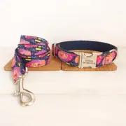 BLUE SCRAWL Engraved Dog Collar