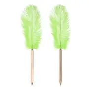 Feather Ballpoint Pens Bulk, 2Pcs Writing Pens Style 1, Green/Rose Gold