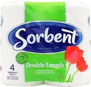 Sorbent Double Length 3 Ply Toilet Tissue (Pack of 4)