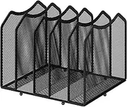 Simple Trending Mesh Desktop File Sorter Organizer, 5-Section Bookshelf for Desk Home Office, Black