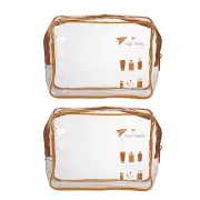 2 Pcs Women Waterproof Travel Makeup Bag for Vacation Camping Bathing Brown