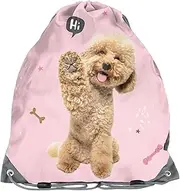 Children's Gym Bag/Sports Bag 36 x 32 cm – Poodle Dog – Pink/Dark Grey