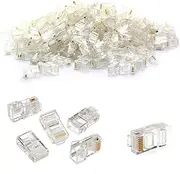 RJ45 CAT6 Connector, RJ45 Modular Plug Network Connectors for Standard Cable, 100 Pack