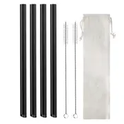 7PCS BOBA Bubble Tea Straw Extra Wide Stainless Steel Metal Reusable Straws Pack