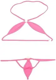 La-pomme(ラ ポーム) La Paume 528010 Women's Bikini Panties, E6000 Fabric, Halter Neck, Top and Bottom Set, G-String Style, Micro Mini Bikini, Ultra Small, Made in Japan