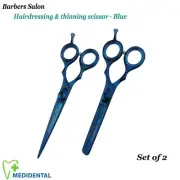 Set of 2 Professional barber salon hairdressing & thinning scissor blue 5.5" New