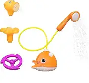 Bath Toy, Water Spray Narwhal with 4 Sprinklers, Bathtub Waterproof Bathing Tub Swimming Pool Toy for Baby, Toddlers, Infants, Kids, Boys, Girls