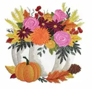 Happy Halloween [ Pumpkin Bouquet ] Embroidered Iron on/Sew patch [7.8" 7.66"]