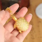 Cute Golden Turtle Quartz Pocket Watch for Kids Pendant Necklace Pocket Gifts