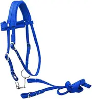 Oshhni Horse Bridle with Rein Halter Removable Snaffle Bit, Heavy Duty Synthetic Saddle Horse Leading Rope Headstall Equestrian Gear