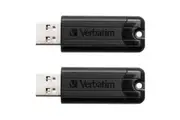 2PK Verbatim Pinstripe Microban 32GB USB 3.0 Memory Stick Drive f PC Laptop Blk