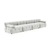 Foret 4 Seater Sofa Modular Arm Seat Tufted Velvet Lounge Couch Chaise Beige
