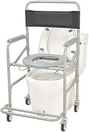 Foldable Commode/Shower Chair Folding Toilet Chair,Bedside Commodes Chair,Rolling Bathroom Wheelchair Shower Chair with Armrests Backrest,Pregnant Women Elderly Toilet Alternative Chair