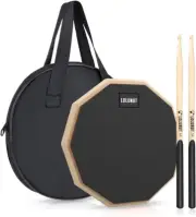 12 Inch Silent Drum Pad, Dumb Drum Beginner Rubber Practice Pad, with 5A Drum...