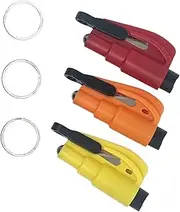 3PCS Original Emergency Keychain Car Escape Tool, 2-in-1 Seatbelt Cutter and Window Breaker, Multicolor