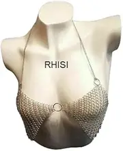 [RHISI] Handmade Chainmail Bikini; Medieval Renaissance Chainmail; Cosplay Mail Bra; Aluminum Adult Size, Silver, One Size, Silver, One Size
