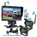 WIRELESS 7" MONITOR 2X REVERSING CAMERA REAR VIEW KIT 12V 24V TRUCK CARAVAN Boat