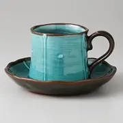 Ichin Green Glaze Coffee C/S, 7.1 fl oz (200 cc), 15.2 oz (430 g), Japanese Style Coffee C/S, Cafe, Restaurant, Ryokan, Japanese Tableware, Restaurant, Commercial Use, for Guests