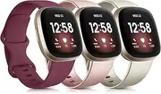 3 Pack Silicone Bands for Fitbit Versa 3 & Fitbit Sense, Soft Replacement Sport Wristbands for Fitbit Versa 3 & Fitbit Sense for Women Men Small Large