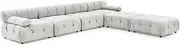 Foret 6 Seater Arm Sofa Modular Ottoman Velvet Tufted Lounge Couch Chaise Beige