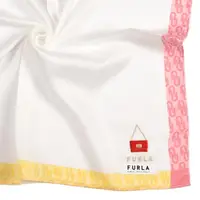 在飛比找momo購物網優惠-【FURLA 芙拉】刺繡LOGO包包撞色邊框純綿帕巾(白色)