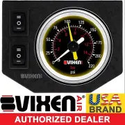 2" DUAL NEEDLE PRESSURE AIR GAUGE LIGHT/BRACKET/2 SWITCH SUSPENSION 220PSI BLACK