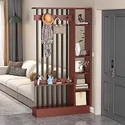 Wall Room Divider, Modern Wall Room Divider with Shelf Display Stand, Entry Hall Storage Rack, Versatile Space Separator, Wood Privacy Screens for Home Office(Brown+Black,L120cm/47.2in)