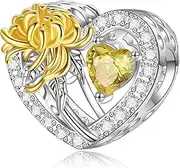 [FOREVER QUEEN] Birth Flower Birthstone Charm for Pandora Charms Bracelets Necklace 925 Sterling Silver Heart Love Charm Birthday Mother's Day Christmas Jewelry Gifts