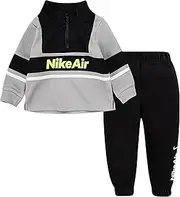 [Nike] Air Baby Boys Jacket & Pants 2 Piece Set (Black(66G069-023)/Grey, 12 Months)