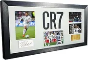 Large Cristiano Ronaldo Real Madrid Celebration With Precision Cut CR7 Logo Signed Autographed Signature Photograph Photo Picture Frame Football Soccer Poster Gift White Mount