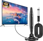 DVBT/DVBT2 Indoor Antenna for TVs with Amplifier, Long Range and 360° Reception, with Magnetic Base, 3 m Cable, DVB-T/DVB Supports 4K HD Channels, Smart TV