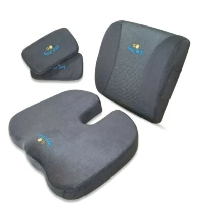 Seat Cushion for Office Chair, Car. Memory Foam Coccyx Back Support Pillow Set