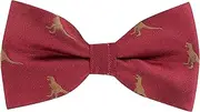 [King & Priory] Tyrannosaurus Rex/T-Rex Burgundy Red Herringbone Embroidered Bow Tie