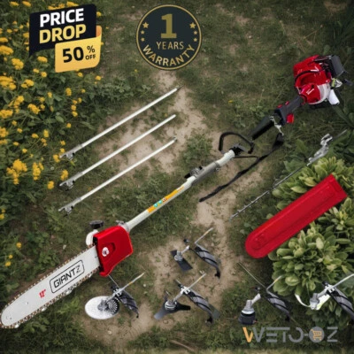 7-in-1 Pole Chainsaw Hedge Trimmer Brush Cutter Whipper Saw 40CC 4-Stroke 4.3m