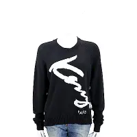 在飛比找Yahoo奇摩購物中心優惠-KENZO Signature 草寫字母黑色棉質針織衫(男/
