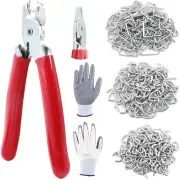 360Pcs 3/4" 1/2" 3/8" Galvanized Hog Rings with Straight Hog Ring Pliers Assortm