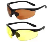 Calabria 91348 Bifocal Reading Safety Glasses +2.00 Copper Yellow 2 Pack Bulk Me