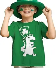 [Tstars] Irish T-Rex Dinosaur Clover Hat St. Patrick's Day Toddler/Infant Kids T-Shirt
