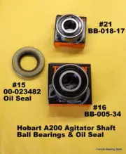 Hobart-A200 Agitator Shaft BB-017-12 BB-020-06 Bearings Oil Seal 00-023482